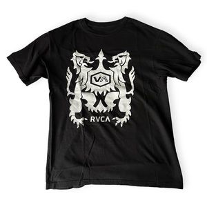 RVCA black cotton T-shirt with white print size small